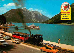 Trains - Autriche - Achensee - Automobiles - Bateaux - Marcophilie Au Dos - CPM - Voir Scans Recto-Verso - Treni