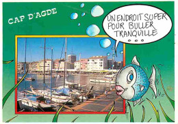 34 - Le Cap D'Agde - Le Port - Bateaux - Dessin De Poisson - CPM - Voir Scans Recto-Verso - Agde