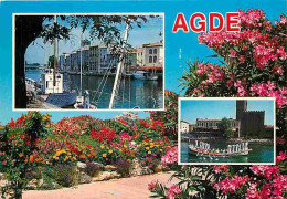 34 - Agde - Multivues - Fleurs - Bateaux - Joutes Nautiques - Flamme Postale De Agde - CPM - Voir Scans Recto-Verso - Agde