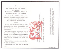 DP Maria Van Laere ° Tielrode Temse 1893 † Anderlecht 1963 X Alphonse Vande Wiele Vandewiele // Martens - Devotion Images