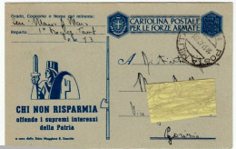 MILITARI - POSTA MILITARE - FRANCHIGIA - CARTOLINA POSTALE PER LE FORZE ARMATE - 1942 - Vedi Retro - Formato Piccolo - Other & Unclassified