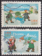 Enfants Et Bonhomme De Neige - FRANCE - Enfant Transportant Du Houx Dans Une Brouette - N° 3439-3440 - 2001 - Usati