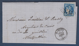 Bordeaux N° 45A  Oblitéré GC  2715 Sur Lettre D'OLARGUES - Cote : 150 € - 1870 Uitgave Van Bordeaux