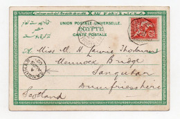 !!! CPA DE PORT SAID DE 1902 POUR L'ECOSSE, AFFRANCHIE 10C MOUCHON - Storia Postale