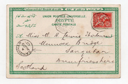 !!! CPA DE PORT SAID DE 1902 POUR L'ECOSSE, AFFRANCHIE 10C MOUCHON - Covers & Documents