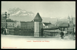 Ak Switzerland, Luzern | Kapelibrücke. Pilatus #ans-1951 - Luzern