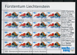 Liechtenstein KB 1699 Olympia 2014 Sotschi Ersttagssonderstempel #JW874 - Andere & Zonder Classificatie