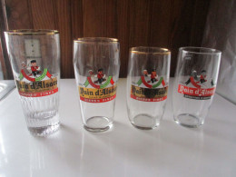 4 Verres A Bière " NAIN D'ALSACE " Brasserie SAINT - QUENTIN ' ( 4 Différents ) - Vasos