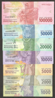Full Set Indonesia AAA Prefix 1000 2000 5000 10000 20000 50K 100K Rupiah UNC 2016 - Indonésie