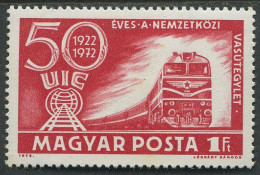 Hungary:Unused Stamp 50 Years UIC, Train, Locomotive, 1972, MNH - Eisenbahnen