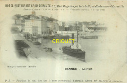 13 Marseille, Carte Nuage Publicitaire Hotel-Restaurant Croix De Malte, Le Port De Cannes - Non Classés