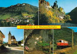 1 AK Österreich / NÖ * Blick Auf Frankenfels, Ruine Weißenfels, Pfarrkirche, Eingang Zur Nixhöhle Und D. Mariazellerbahn - Andere & Zonder Classificatie