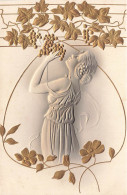 Raphael KIRCHNER ? * CPA Illustrateur Kirchner Jugendstil Art Nouveau * Femme Grappes De Raisin * Gaufrée Embossed Doré - Kirchner, Raphael