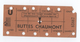 France /Carte Hebdomadaire De Travail / U 85867 /2éme Classe /RATP - METRO /1939-1945     TCK277 - Biglietti D'ingresso