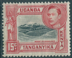 Kenya Uganda Tanganyika 1938 SG137 15c Black And Rose-red KGVI Killimanjaro MLH - Kenya, Ouganda & Tanganyika