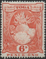Tonga 1942 SG79 6d Coral MLH - Tonga (1970-...)