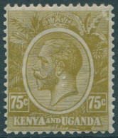 Kenya Uganda And Tanganyika 1922 SG86 75c Olive KGV MH (amd) - Kenya, Ouganda & Tanganyika
