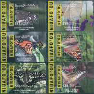 Niuafo'ou Express 2015 SGE12-E15 SGE17-E18 Butterflies (6) MS MNH - Tonga (1970-...)