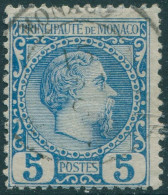 Monaco 1885 SG3 5c Blue Prince Charles III Small Thin On Back FU - Autres & Non Classés