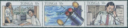 Tonga 1991 SG1139a Telecommunications SPECIMEN Strip MNH - Tonga (1970-...)