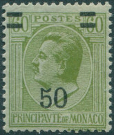 Monaco 1926 SG107 50c On 60c Green On Green Prince Louis MLH - Other & Unclassified