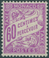 Monaco Due 1906 SGD117 60c Mauve Postage Due MLH - Andere & Zonder Classificatie