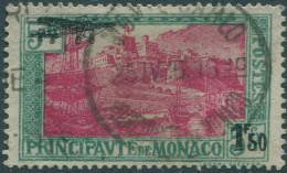 Monaco 1933 SG143 1f.50 On 5c Red And Green Palace Overlooking Galleons FU - Sonstige & Ohne Zuordnung