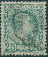 Monaco 1885 SG6 25c Green Prince Charles III FU - Other & Unclassified
