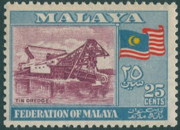 Malaysia Malayan Federation 1957 SG3 25c Tin Dredge MLH - Malaysia (1964-...)