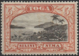Tonga 1943 SG82 5/- Vavau Harbour MLH - Tonga (1970-...)