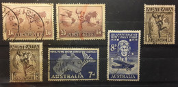 AUSTRALIA 1934 - 1958  Airmail Poste Aérienne, Lot De 6 Timbres Avec Nuances ,obliteres - Gebruikt