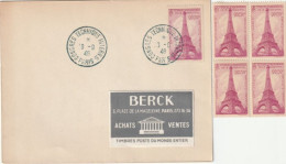 N°429, Sur Enveloppe Obl: Congrès Technique  International Paris 16/9/46 + Bloc De 4. Collection BERCK. - Briefe U. Dokumente