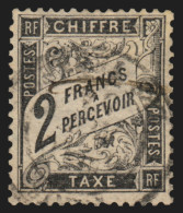 Timbres-Taxe N°23, Duval 2fr Noir, Oblitéré - B/TB - 1859-1959 Gebraucht
