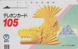 TC Ancienne JAPON / NTT 290-006 - Dragon Doré & Pagode 105 U - Castle JAPAN Front Bar Phonecard - Balken Telefonkarte - Giappone
