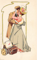Jugendstil * CPA Illustrateur Art Nouveau * Homme Femme Baiser Amour Voyage * Dos 1900 Précurseur - Andere & Zonder Classificatie