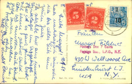 1955, Ansichtskarte Mit 10 Auf 12 Pfg. FJP Nach USA Mit Nachporto - Cartas & Documentos