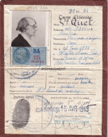 CARNET NATIONALE D'IDENTITE. CANNES. TIMBRE FISCAL DA 15 Fr - Documents Historiques