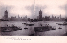 England - LONDON - The Thames And The Parliament - Stereoscopic Postcard - Other & Unclassified
