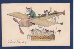 CPA Chat Aviation Cat Vienne Viennoise Position Humaine Circulée Champignon - Chats