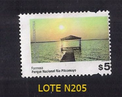 SÉRIE DE BASE ARGENTINE 5 $ PARC NATIONAL DE PILCOMAYO DÉPLACÉ - Used Stamps