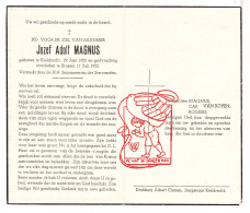 DP Jozef Adolf Magnus 32j. ° Kieldrecht Beveren Waas 1920 † Brussel 1952 Cap Van Royen Rogiers - Images Religieuses