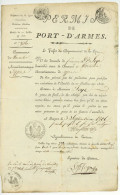 Permis De Port D'armes 1806 Bruges Pour F Joye De Warneton Ypres - Historical Documents