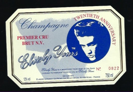 Etiquette Champagne Brut 1er Cru Elvis Presley Vingtieme Anniversaire  étiquette Numérotée 0822  Médot Et Cie Reims Marn - Champan