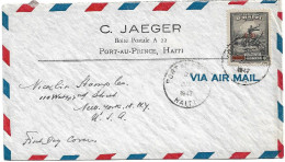 (C01) - HAITI COVER P AU P => USA 1947 - FIRST DAY COVER - Haïti