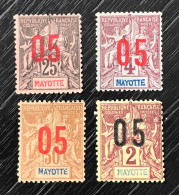 Lot De 4 Timbres Mayotte 1912 - Unused Stamps