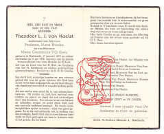DP Theodoor Van Haelst ° Kieldrecht Beveren Waas 1879 † 1958 Broeckx Van Goey Borm De Kerf Ferket De Jaeger Van Prosper - Images Religieuses
