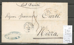 France -  Genes Nice - Cachets Sardes - Nizza Maritta - 1854 Via Di Mare - Vapeur Dante - Maritime Post