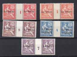 !!! ROUAD, LOT DE 5 PAIRES AVEC MILLESIMES ** PETITES ADHERENCES DE COULEUR SUR CERTAINES - Unused Stamps