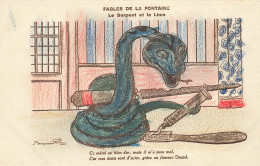 ILLUSTRATEUR #FG57298 BENJAMIN RABIER FABLES DE LA FONTAINE LE SERPENT ET LA LIME + PUBLICITE DENTOL - Rabier, B.