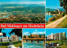 72785822 Bad Saeckingen Fliegeraufnahme Rheinpromenade Rheumaklinik Hist Bruecke - Bad Saeckingen